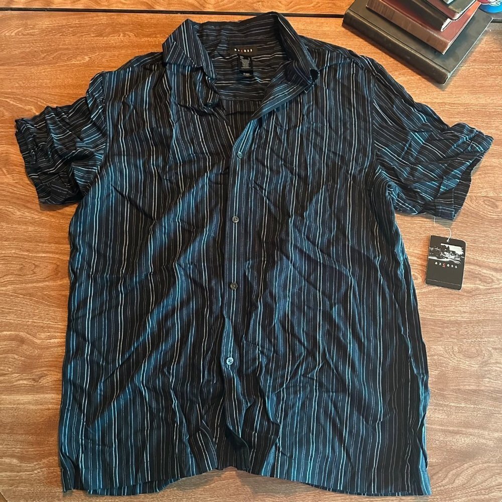 Axcess Black Pin Striped Button Down Shirt NWT Size L